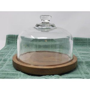 Vintage Goodwood Cheese Tray Glass Dome‎ Wood Base Holiday Decor Party